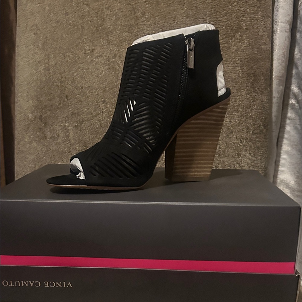 Vince Camuto Black Cutout Ankle Booties